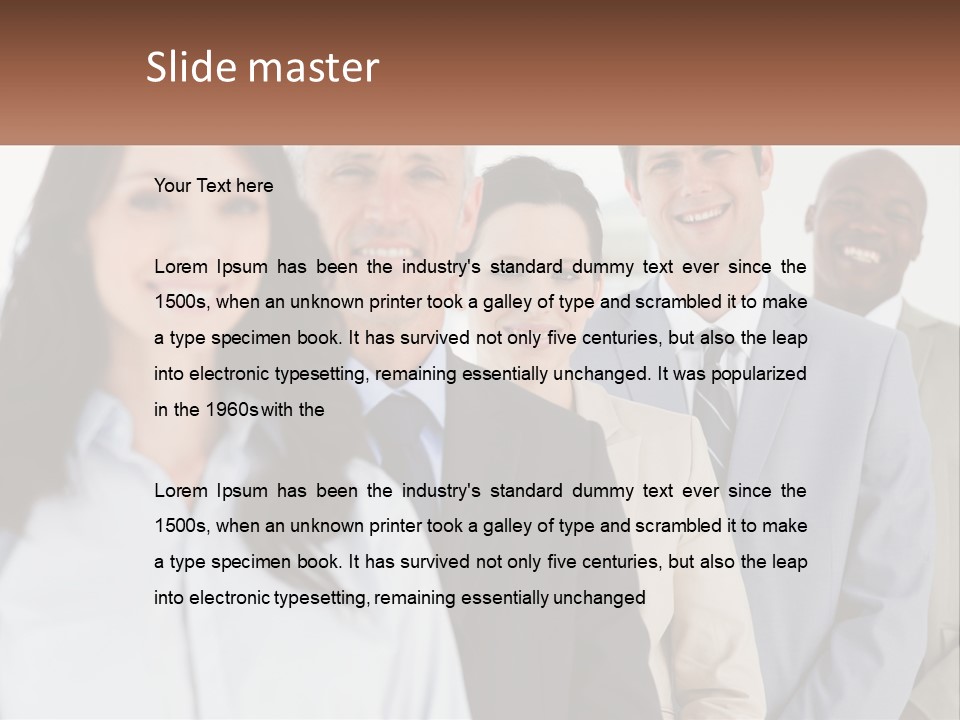 A Group Of Business People Standing In A Row PowerPoint Template