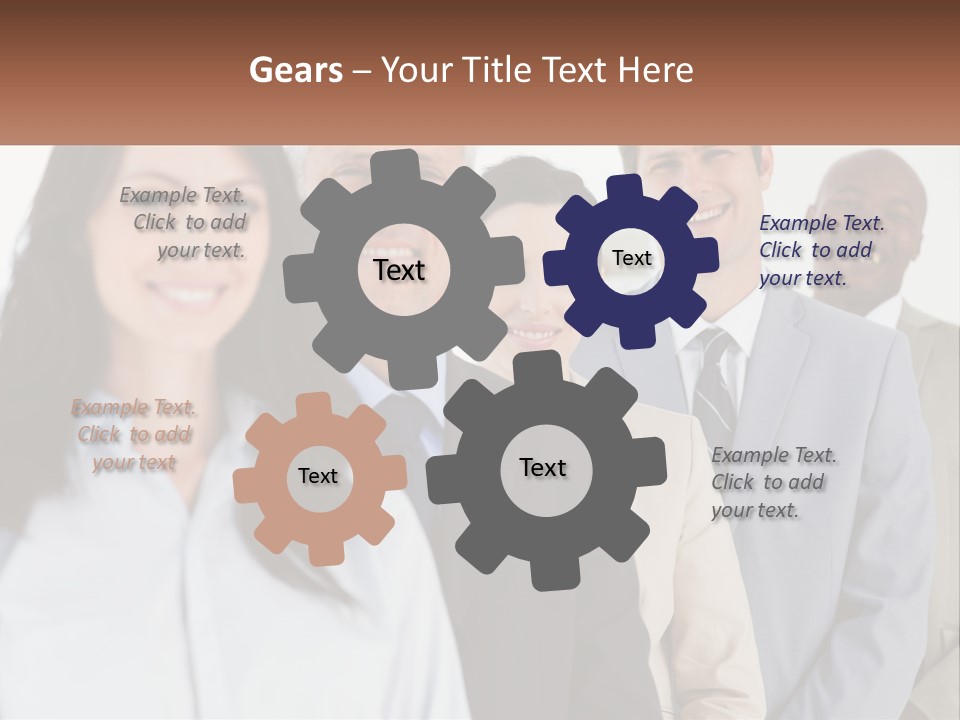 A Group Of Business People Standing In A Row PowerPoint Template