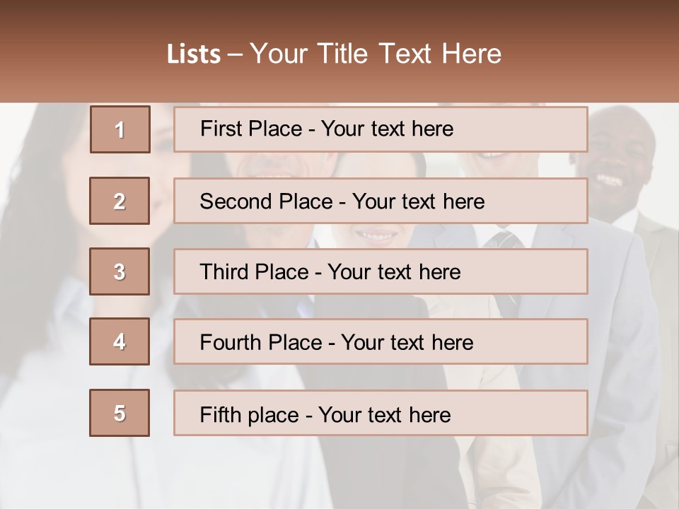 A Group Of Business People Standing In A Row PowerPoint Template