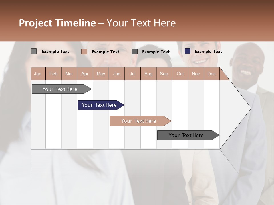A Group Of Business People Standing In A Row PowerPoint Template
