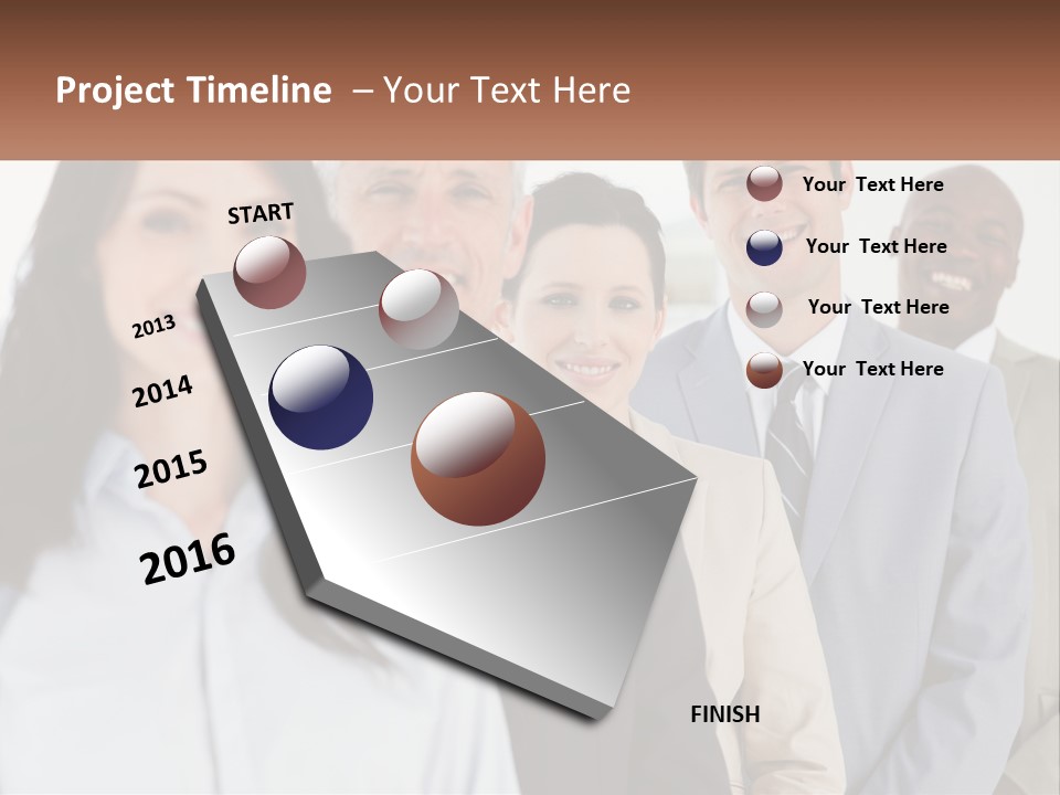 A Group Of Business People Standing In A Row PowerPoint Template