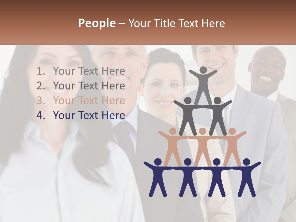 A Group Of Business People Standing In A Row PowerPoint Template