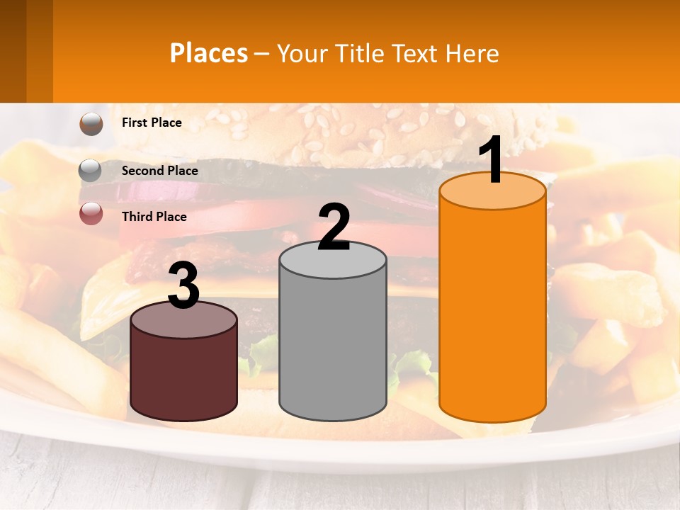 A Hamburger And French Fries On A Plate PowerPoint Template