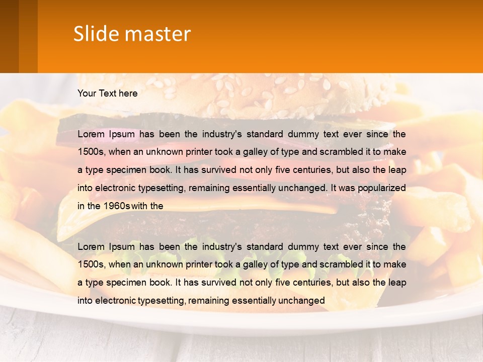 A Hamburger And French Fries On A Plate PowerPoint Template