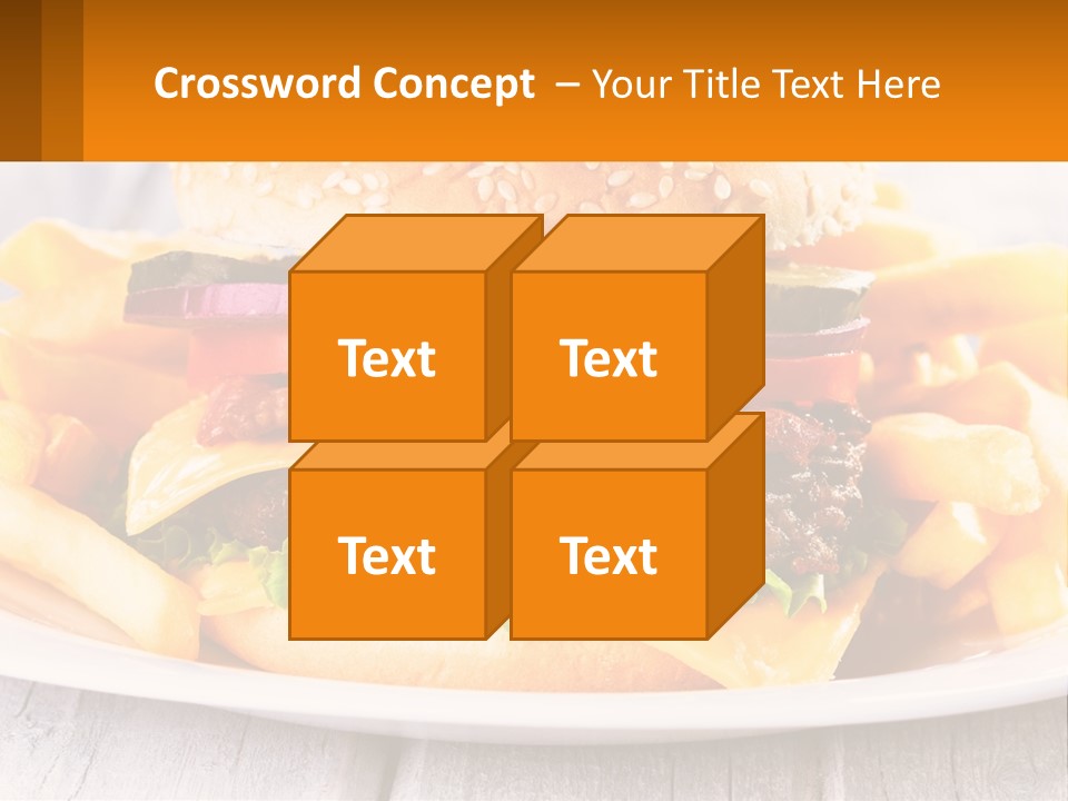 A Hamburger And French Fries On A Plate PowerPoint Template