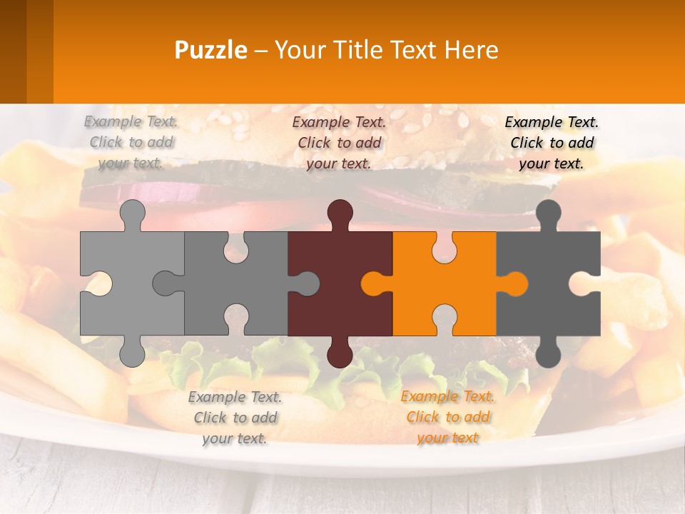 A Hamburger And French Fries On A Plate PowerPoint Template