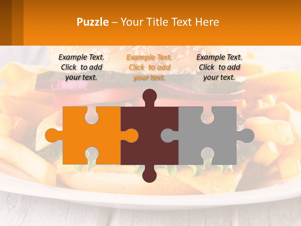 A Hamburger And French Fries On A Plate PowerPoint Template