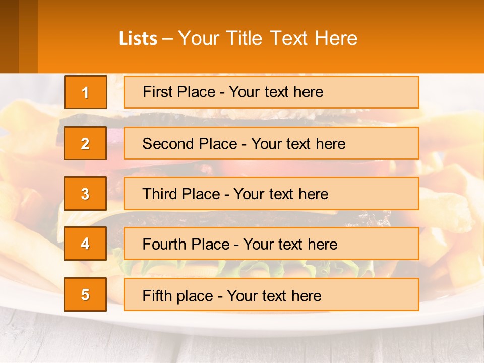 A Hamburger And French Fries On A Plate PowerPoint Template