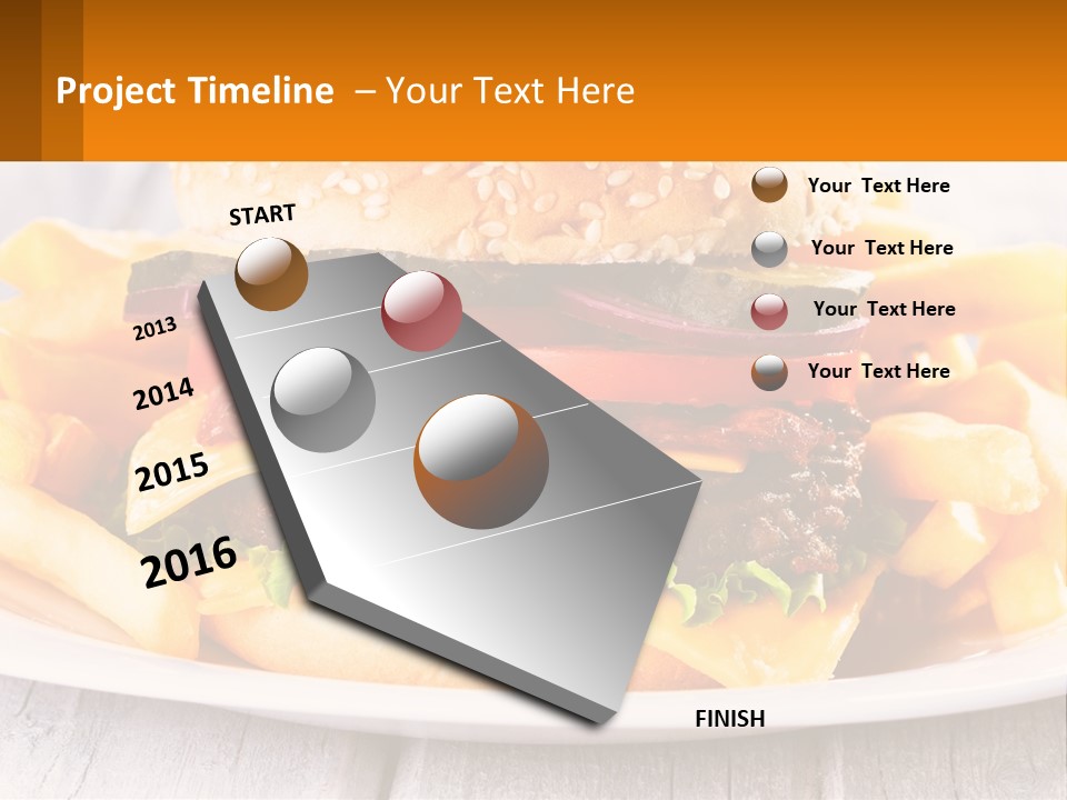 A Hamburger And French Fries On A Plate PowerPoint Template