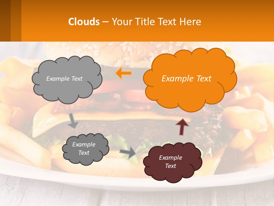 A Hamburger And French Fries On A Plate PowerPoint Template