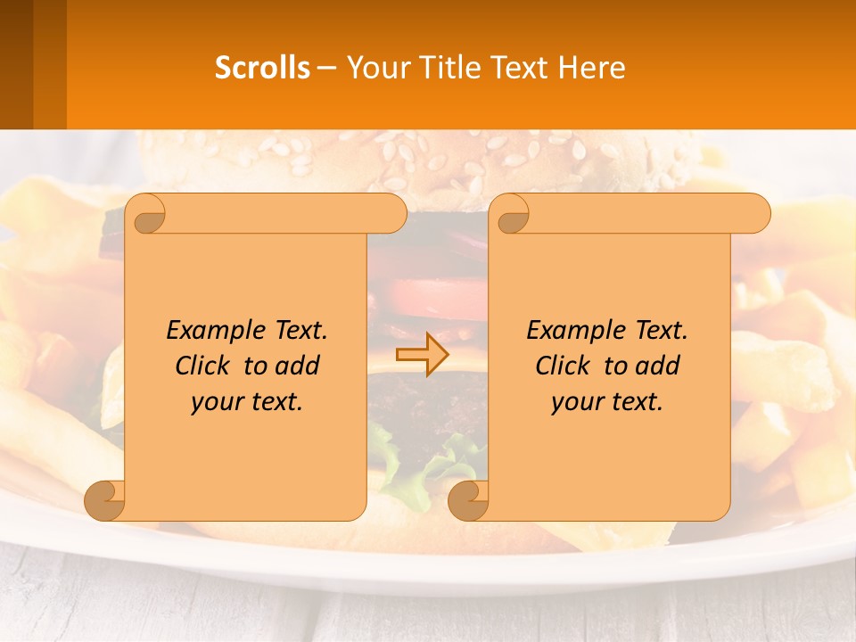 A Hamburger And French Fries On A Plate PowerPoint Template