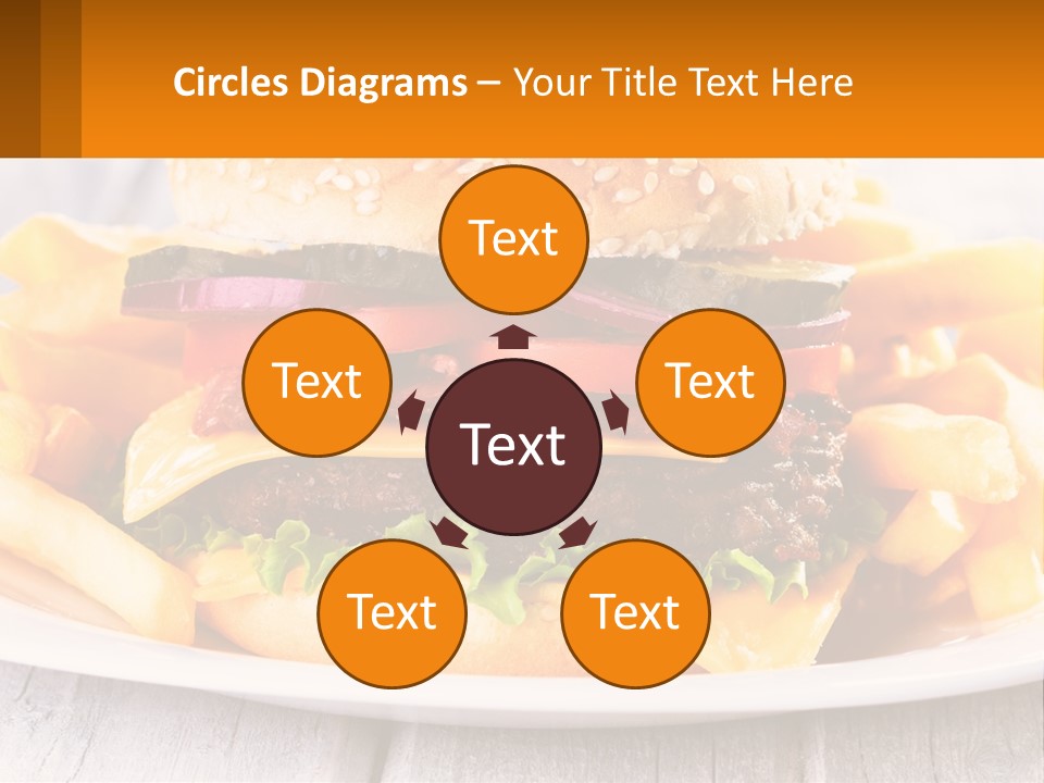 A Hamburger And French Fries On A Plate PowerPoint Template