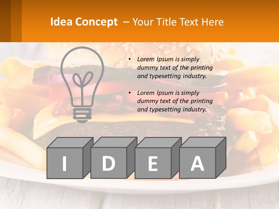 A Hamburger And French Fries On A Plate PowerPoint Template