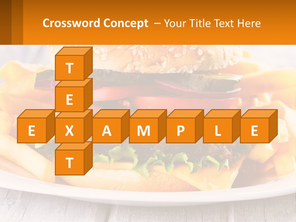 A Hamburger And French Fries On A Plate PowerPoint Template