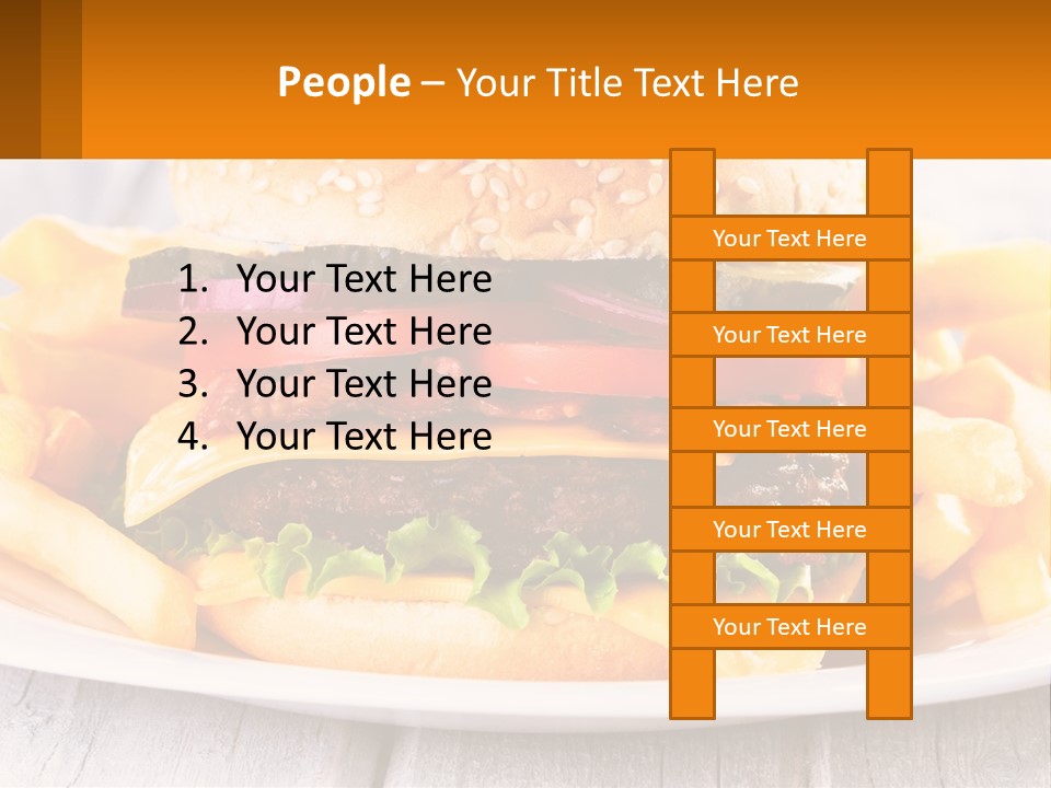 A Hamburger And French Fries On A Plate PowerPoint Template