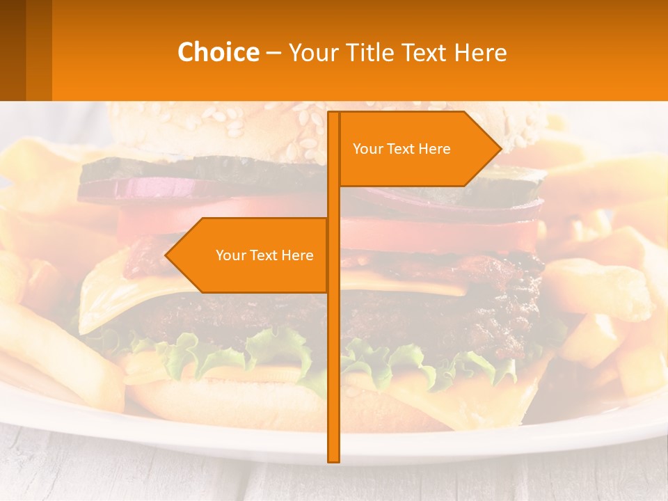 A Hamburger And French Fries On A Plate PowerPoint Template