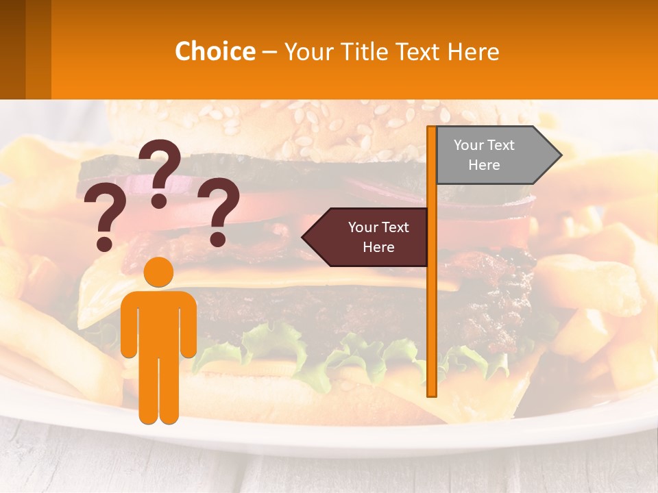A Hamburger And French Fries On A Plate PowerPoint Template