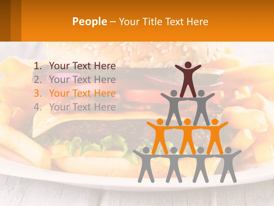 A Hamburger And French Fries On A Plate PowerPoint Template