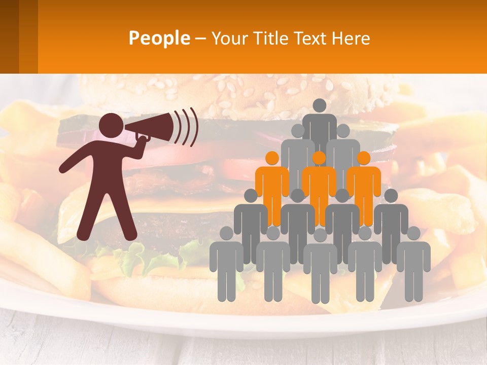 A Hamburger And French Fries On A Plate PowerPoint Template