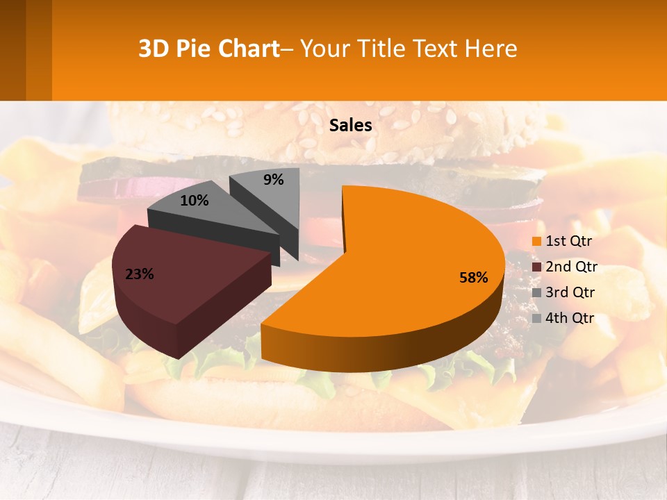 A Hamburger And French Fries On A Plate PowerPoint Template