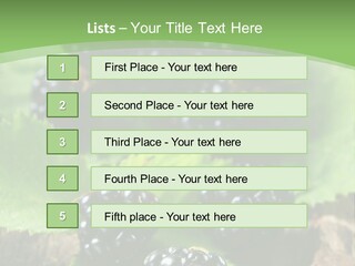 A Bunch Of Blackberries On A Green Leaf Powerpoint Template PowerPoint Template
