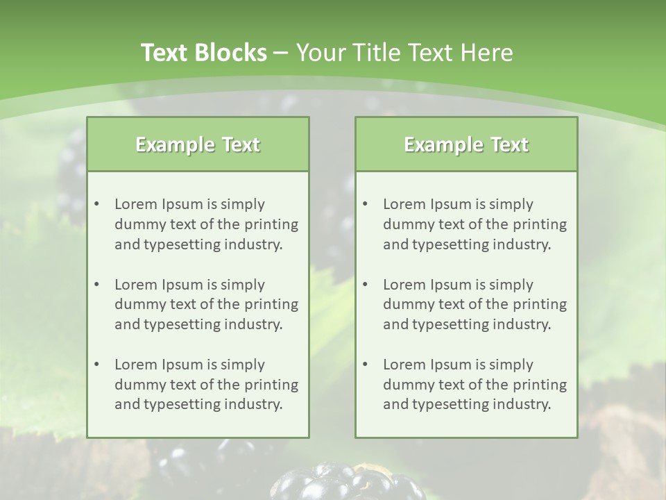 A Bunch Of Blackberries On A Green Leaf Powerpoint Template PowerPoint Template