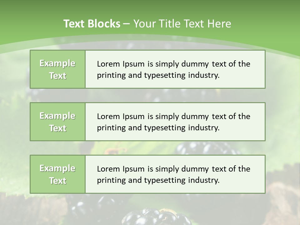 A Bunch Of Blackberries On A Green Leaf Powerpoint Template PowerPoint Template
