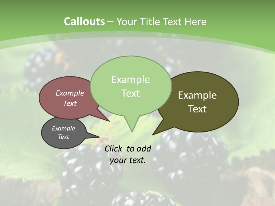 A Bunch Of Blackberries On A Green Leaf Powerpoint Template PowerPoint Template