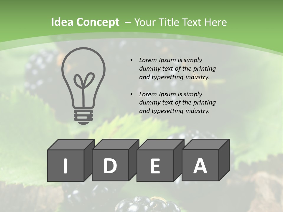 A Bunch Of Blackberries On A Green Leaf Powerpoint Template PowerPoint Template