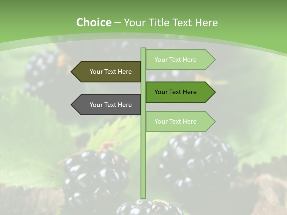 A Bunch Of Blackberries On A Green Leaf Powerpoint Template PowerPoint Template