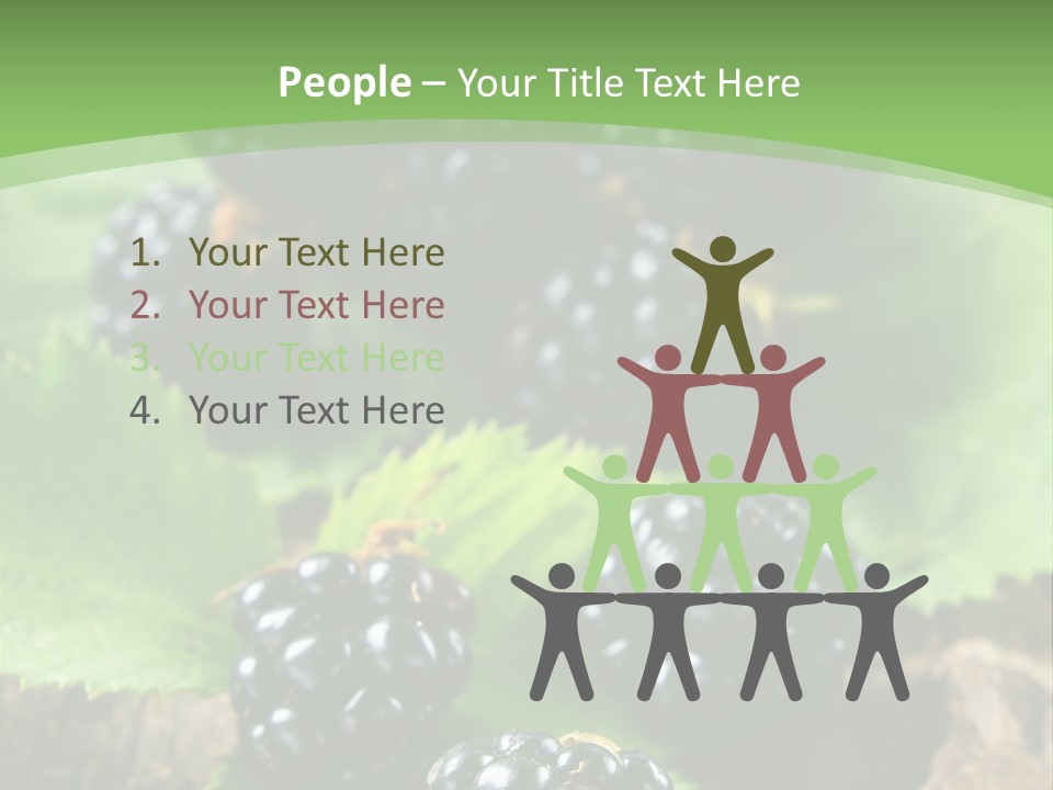 A Bunch Of Blackberries On A Green Leaf Powerpoint Template PowerPoint Template
