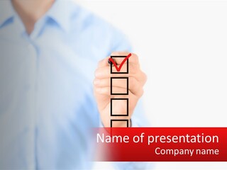 A Man Is Holding A Piece Of Paper With A Check Mark On It PowerPoint Template