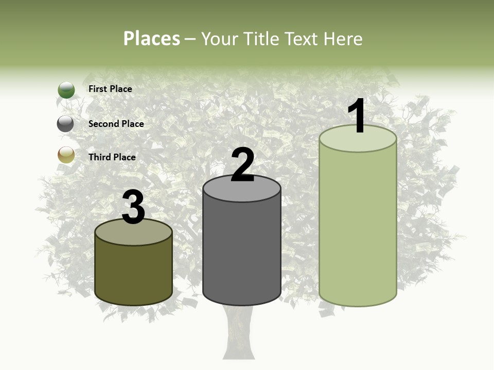 A Tree Filled With Lots Of Money On Top Of A White Background PowerPoint Template