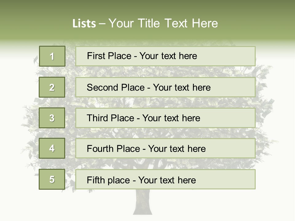 A Tree Filled With Lots Of Money On Top Of A White Background PowerPoint Template
