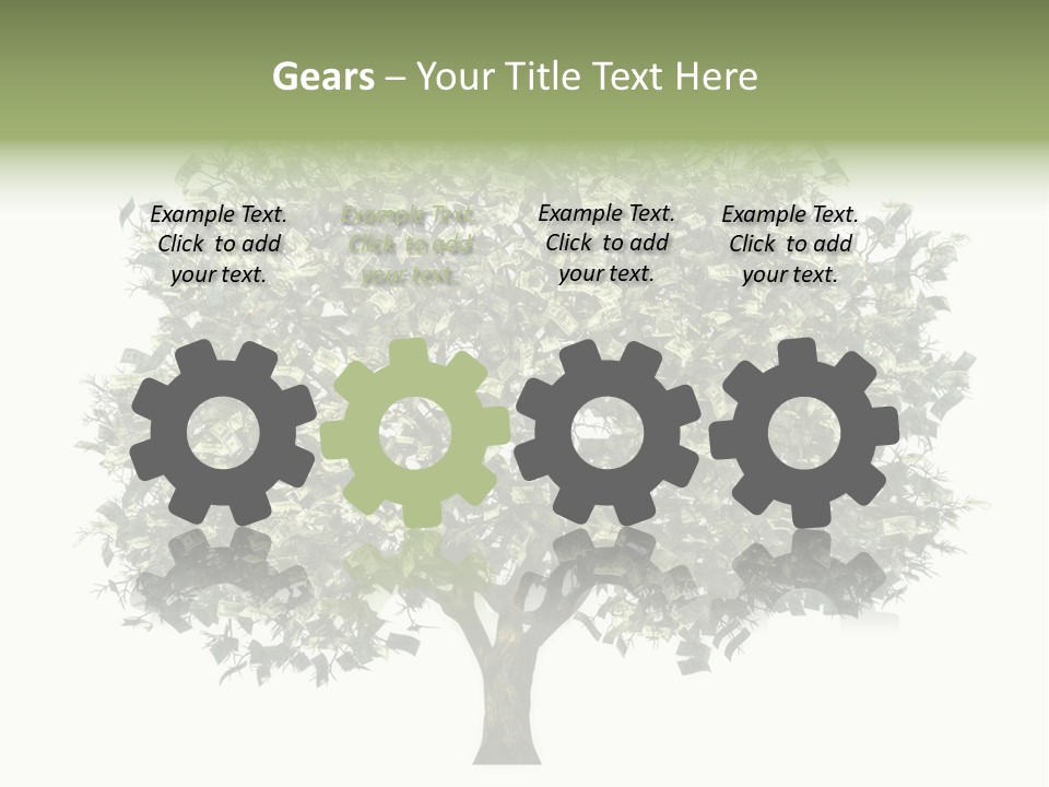 A Tree Filled With Lots Of Money On Top Of A White Background PowerPoint Template