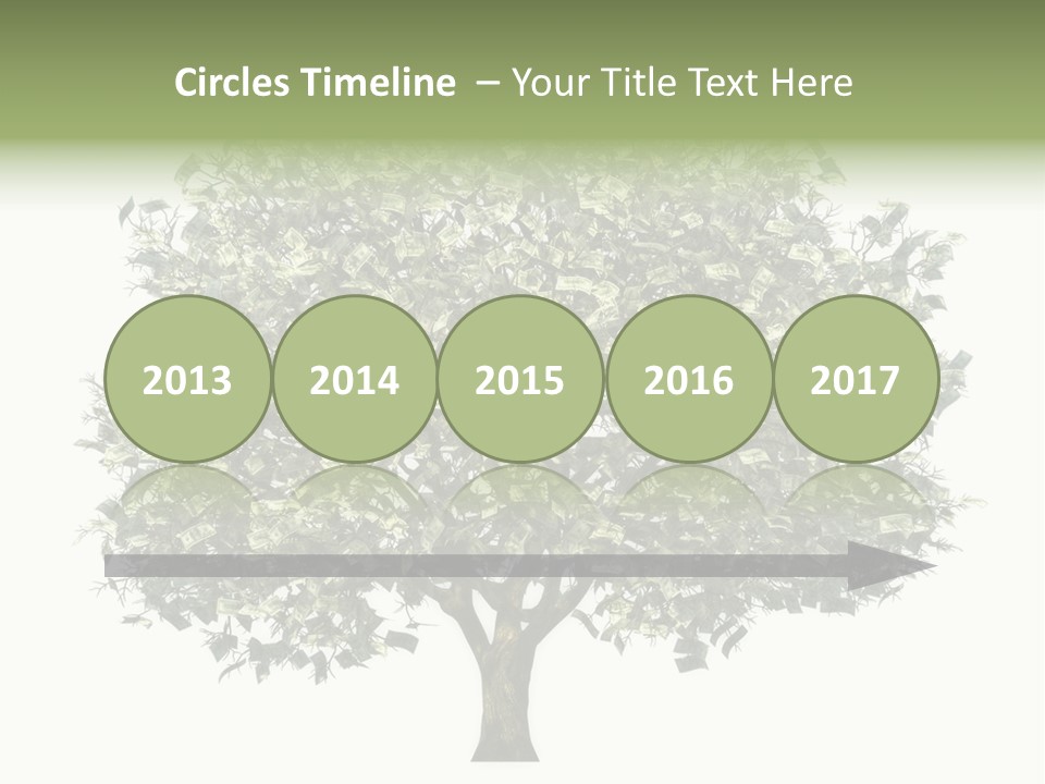 A Tree Filled With Lots Of Money On Top Of A White Background PowerPoint Template