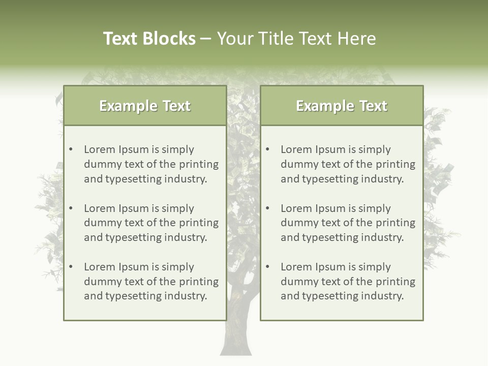 A Tree Filled With Lots Of Money On Top Of A White Background PowerPoint Template