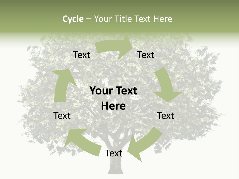 A Tree Filled With Lots Of Money On Top Of A White Background PowerPoint Template