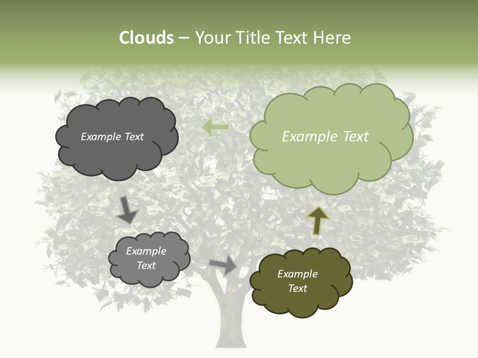 A Tree Filled With Lots Of Money On Top Of A White Background PowerPoint Template