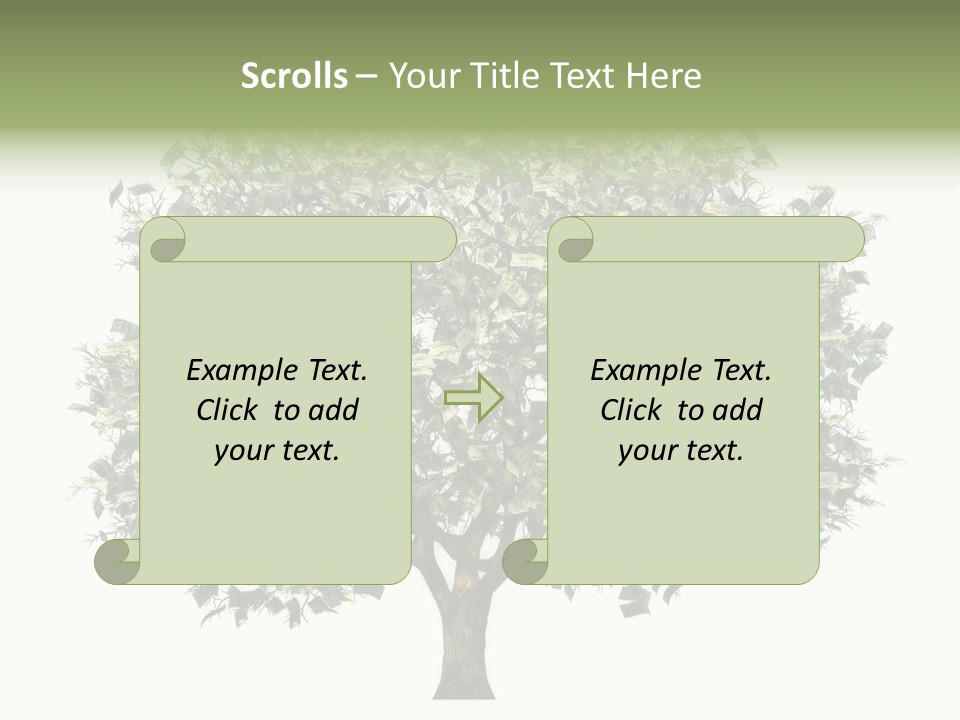 A Tree Filled With Lots Of Money On Top Of A White Background PowerPoint Template
