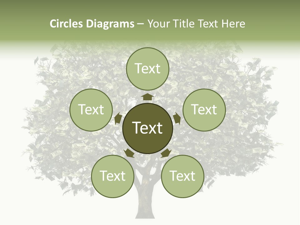 A Tree Filled With Lots Of Money On Top Of A White Background PowerPoint Template