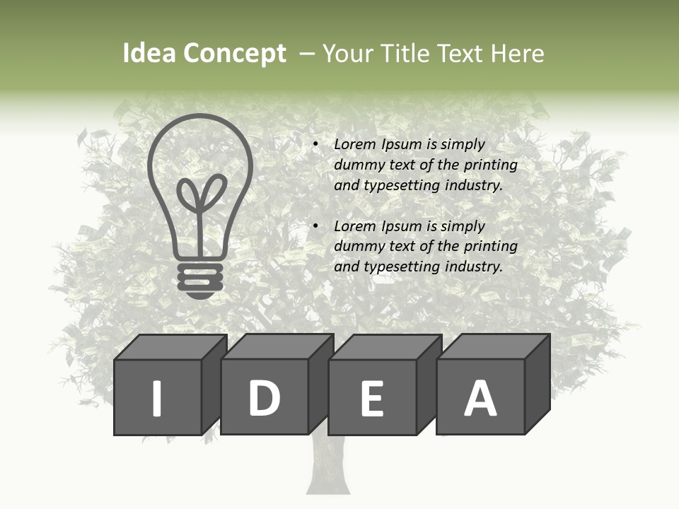 A Tree Filled With Lots Of Money On Top Of A White Background PowerPoint Template