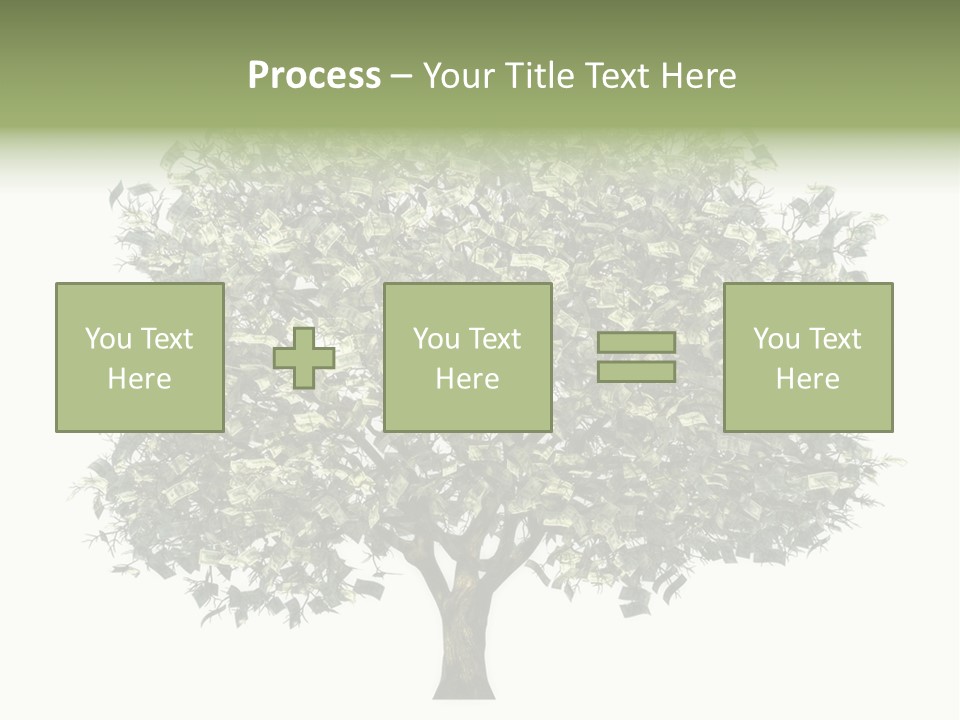 A Tree Filled With Lots Of Money On Top Of A White Background PowerPoint Template