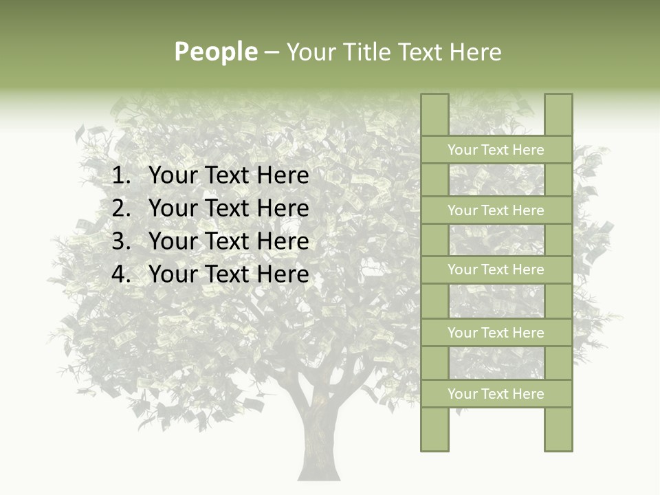 A Tree Filled With Lots Of Money On Top Of A White Background PowerPoint Template