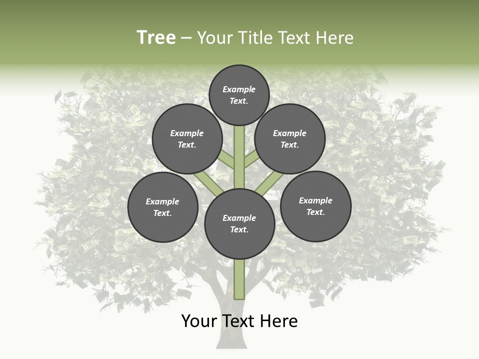 A Tree Filled With Lots Of Money On Top Of A White Background PowerPoint Template