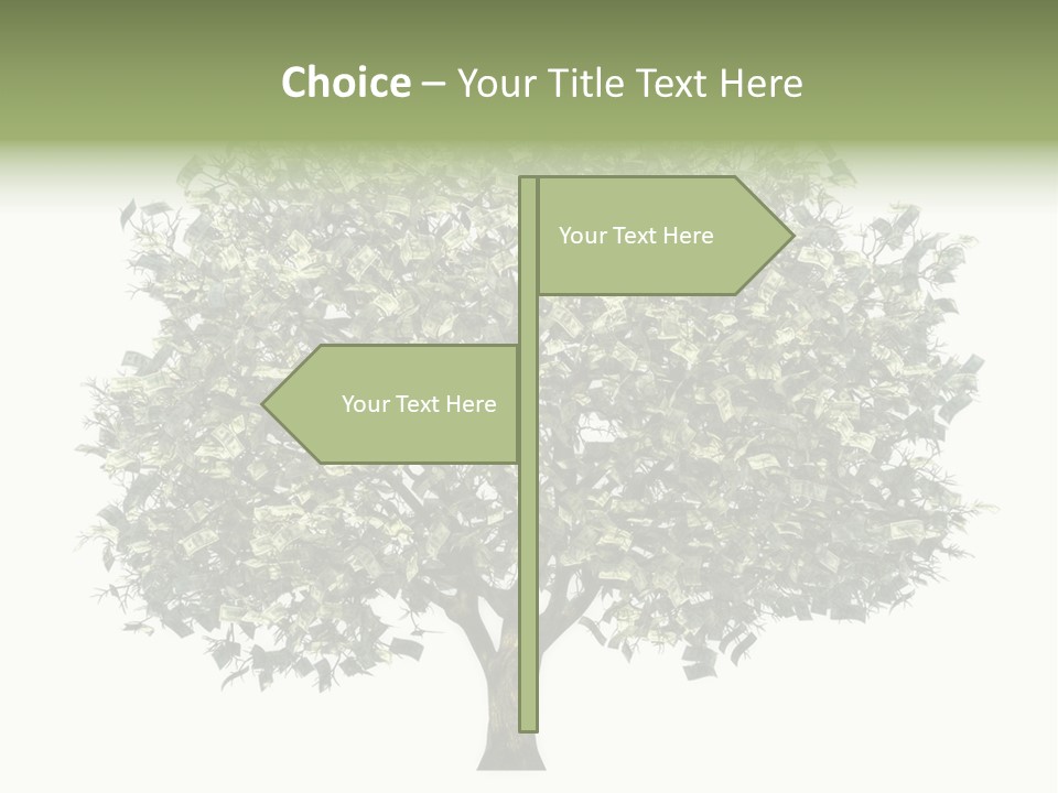 A Tree Filled With Lots Of Money On Top Of A White Background PowerPoint Template