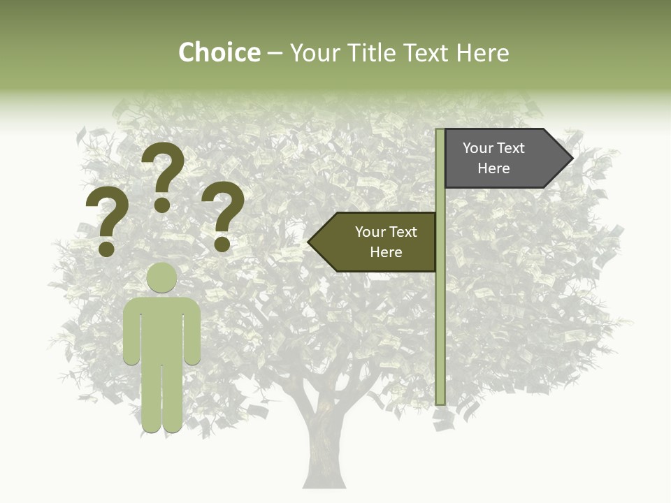 A Tree Filled With Lots Of Money On Top Of A White Background PowerPoint Template