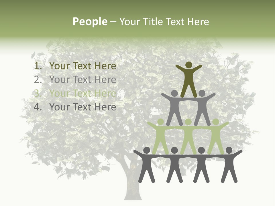 A Tree Filled With Lots Of Money On Top Of A White Background PowerPoint Template
