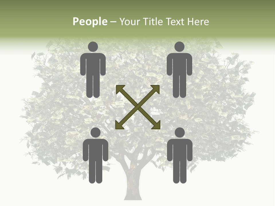A Tree Filled With Lots Of Money On Top Of A White Background PowerPoint Template