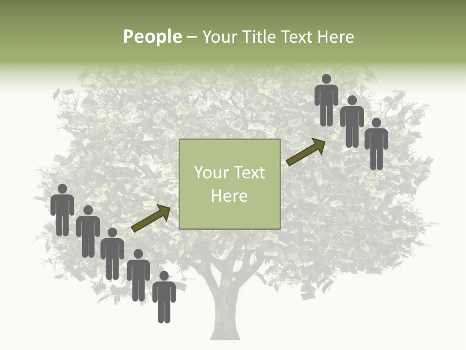 A Tree Filled With Lots Of Money On Top Of A White Background PowerPoint Template